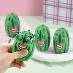 2D Flat, Laugh-Out-Loud Hilarious Pop-Eye Watermelon Relax Toy - Durable Rubber, Green, Classic Style, Novelty Gift for Youngsters 3+, Squeeze, Birthday Gift, Valentine's Day, Floor Standing, Plastic Material