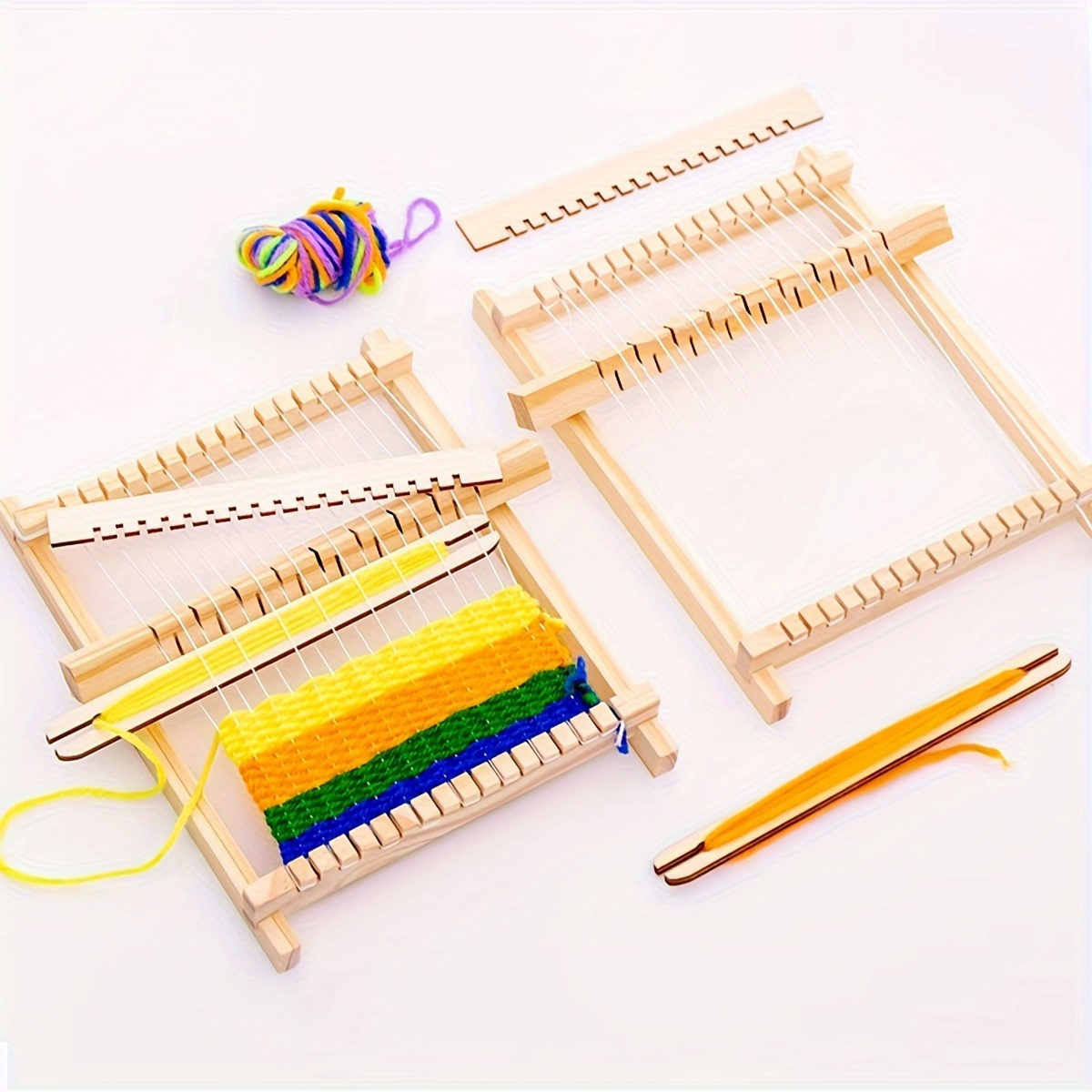 1 Set DIY Wooden Weaving Machine Kit - Manual, No Power Needed, Includes Colorful Yarn Balls & Tools, Perfect for Crafting Stylish Tapestries | Art Projects Essential - Image 5