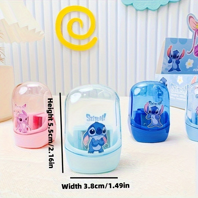 2-Pack Disney Stitch Pencil Sharpeners - Cute Character Design, Durable Plastic Manual Sharpeners for School, Office & Birthday Gifts (Pink & Blue), Sharpener Pencil, School Supplies, Playful Design, Compact Design, Student Essentials, Fun Accessories, Sturdy Construction, Gift Shoppers - Image 4