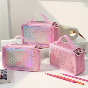 1pc of Creative Pink Korean-Style Heart-Shaped Zipper Stationery Bag - Available in Double, Triple, And Quadruple Layer Designs, a Stylish And Multifunctional Pencil Case for Organizing And Storing.