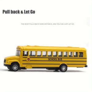 1:43 High-Quality Metal Alloy School Bus Toy - Yellow, Weather-Resistant, Pull-Back Operation, Zinc Alloy Body