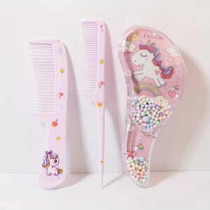 3pcs Cartoon Hair Comb Set - Wet & Dry Use, Detangling & Styling Brushes for All Hair Types, Durable ABS Plastic Handle, Perfect Gift Idea
