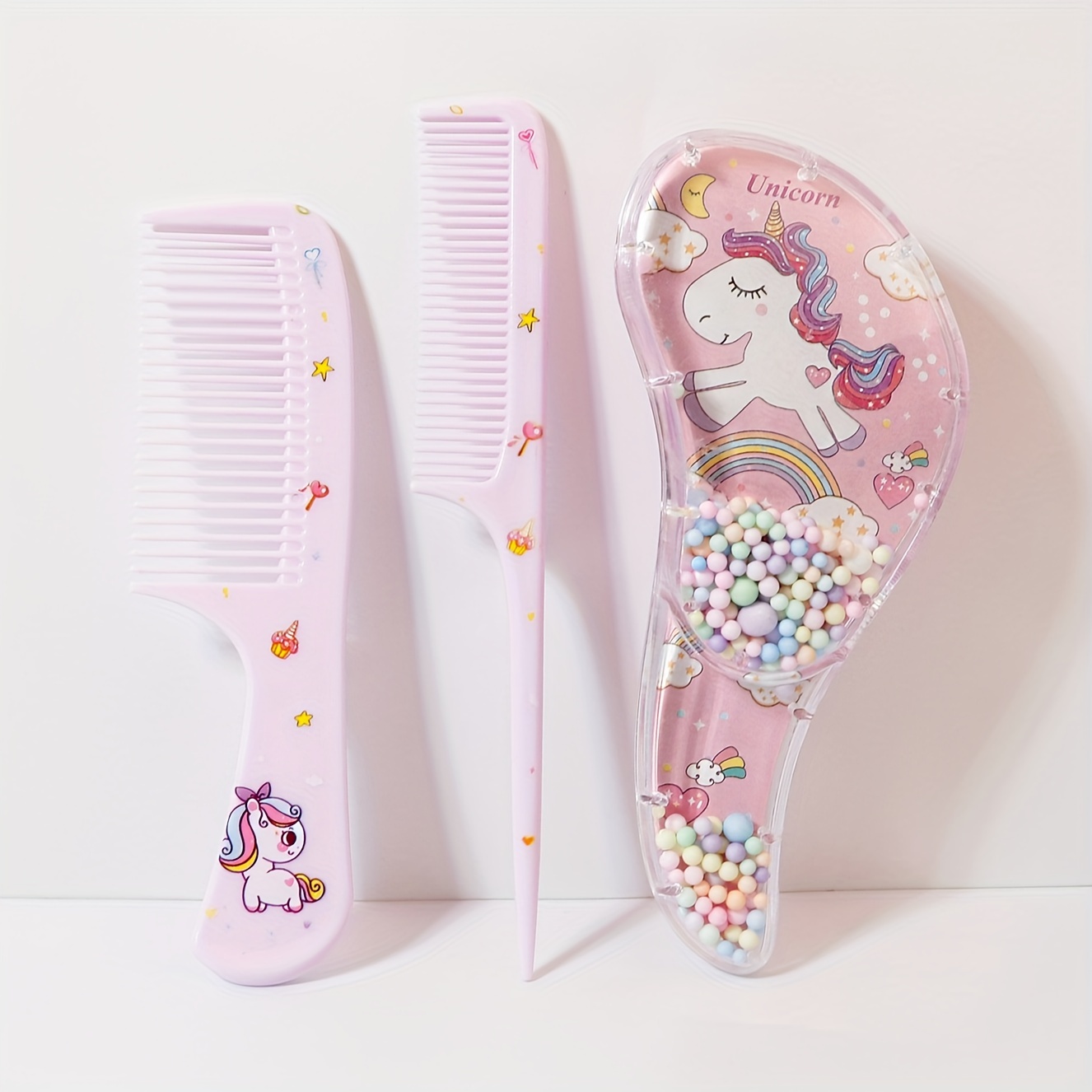 3pcs Cartoon Hair Comb Set - Wet & Dry Use, Detangling & Styling Brushes for All Hair Types, Durable ABS Plastic Handle, Perfect Gift Idea