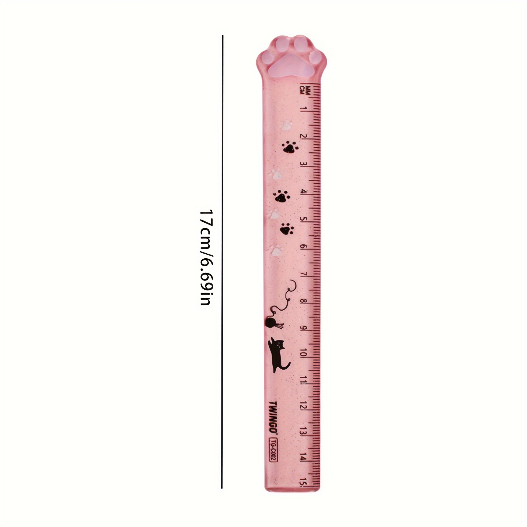 Cat Claw Cute Ruler Random One Animal Ruler, Cute Ruler, Kawaii Stationery, Novelty Straight Ruler, Measuring Tool, Stationery, Pink & Clear With Paw Pattern - Image 4