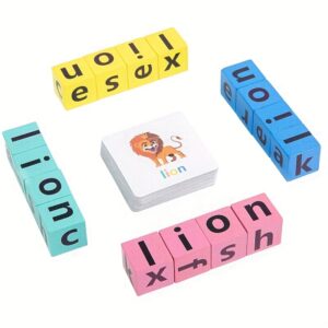 Wooden Alphabet Building Blocks - Educational Spelling & Word Puzzle Game for Youngsters, Perfect Christmas or Birthday Gift