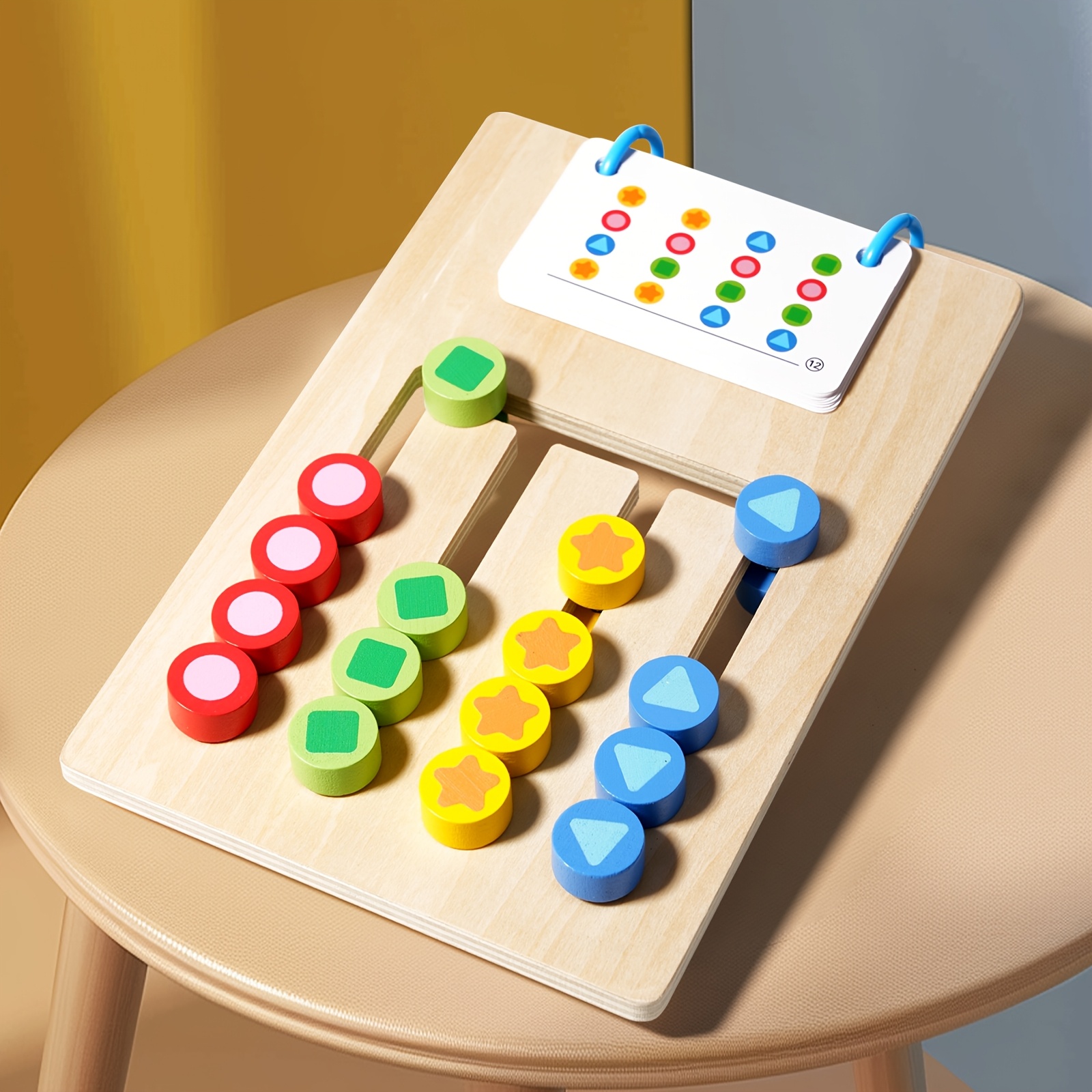 Wooden Double-Sided Color-Blocking Game, Educational Card Game for Cognitive Development, Family Gathering Toy, Christmas Gift, Mixed Color - Image 4