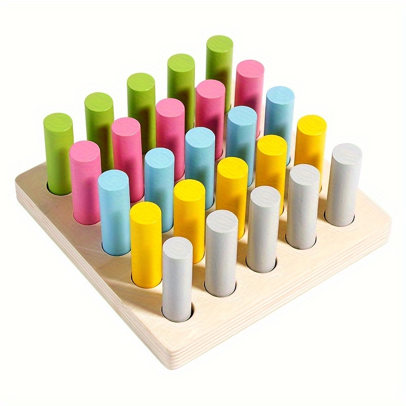 Colorful Wooden Cylinder Building Blocks - Sensory Training & Sorting Game, Ideal for Christmas, Birthday, Halloween, Thanksgiving, Easter Gifts