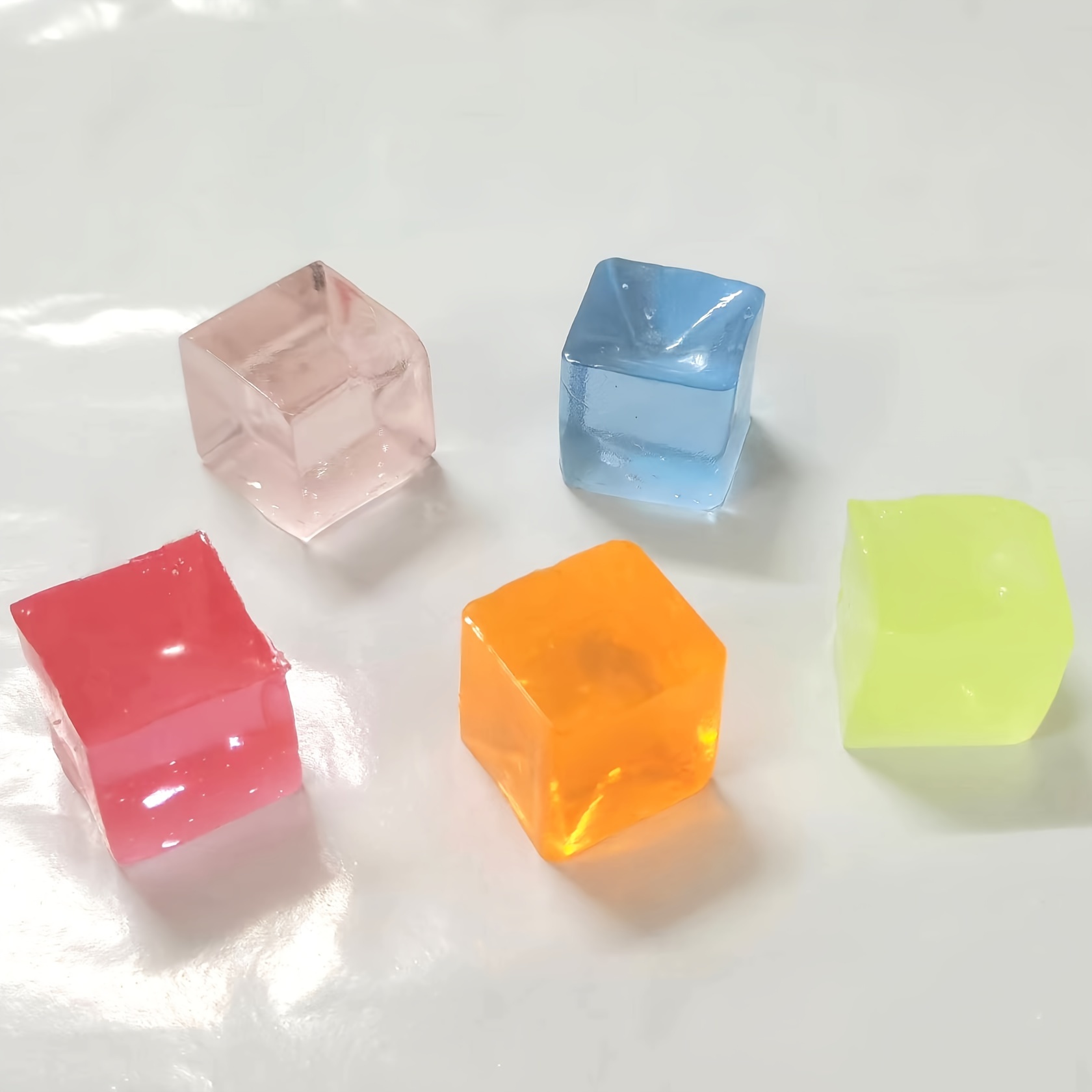 5pcs Ice Cube Squishy Stress Balls - Soft Jelly Toys for Anxiety Relief, Perfect for Youngsters & Adults with ADHD & Autism - Image 3
