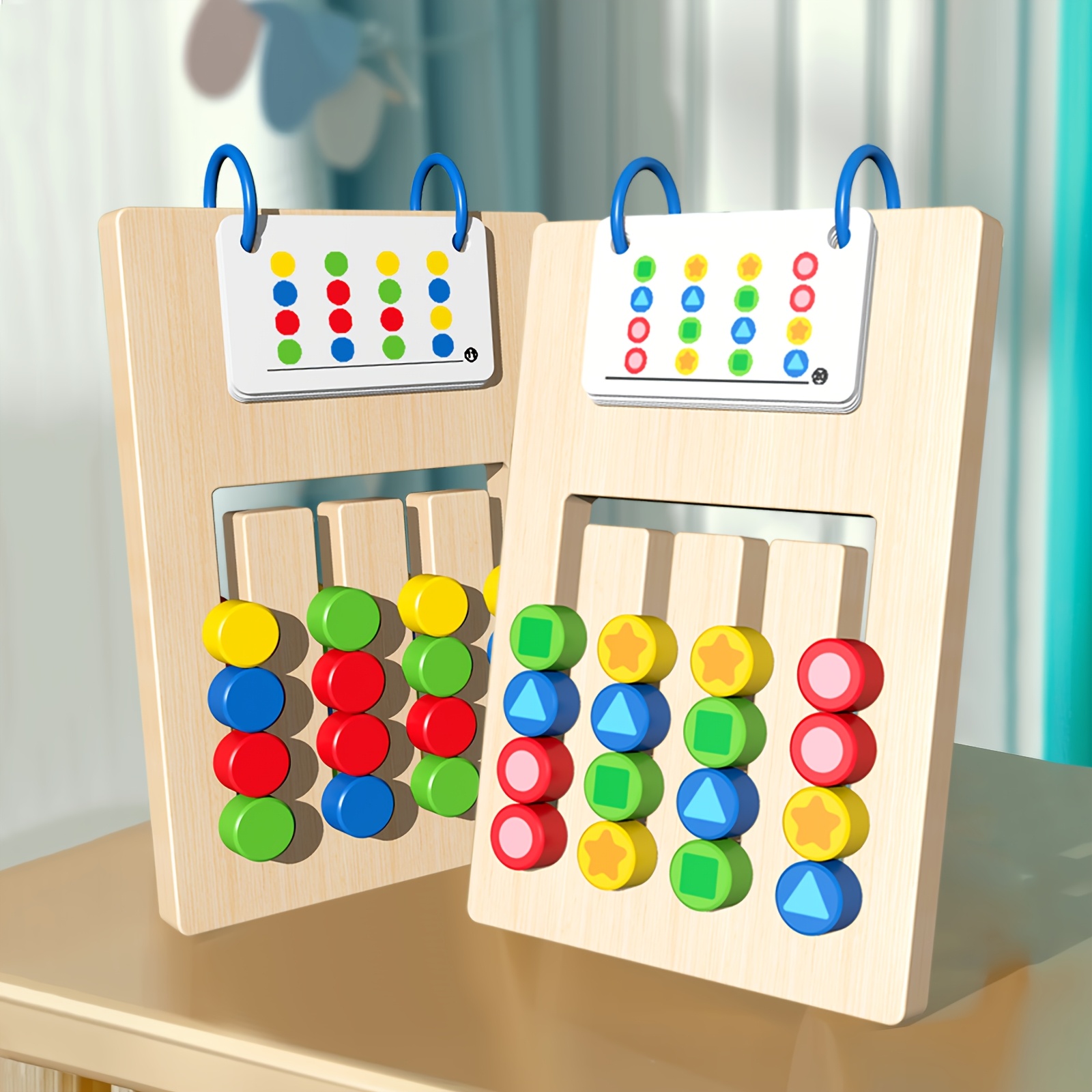 Wooden Double-Sided Color-Blocking Game, Educational Card Game for Cognitive Development, Family Gathering Toy, Christmas Gift, Mixed Color - Image 6