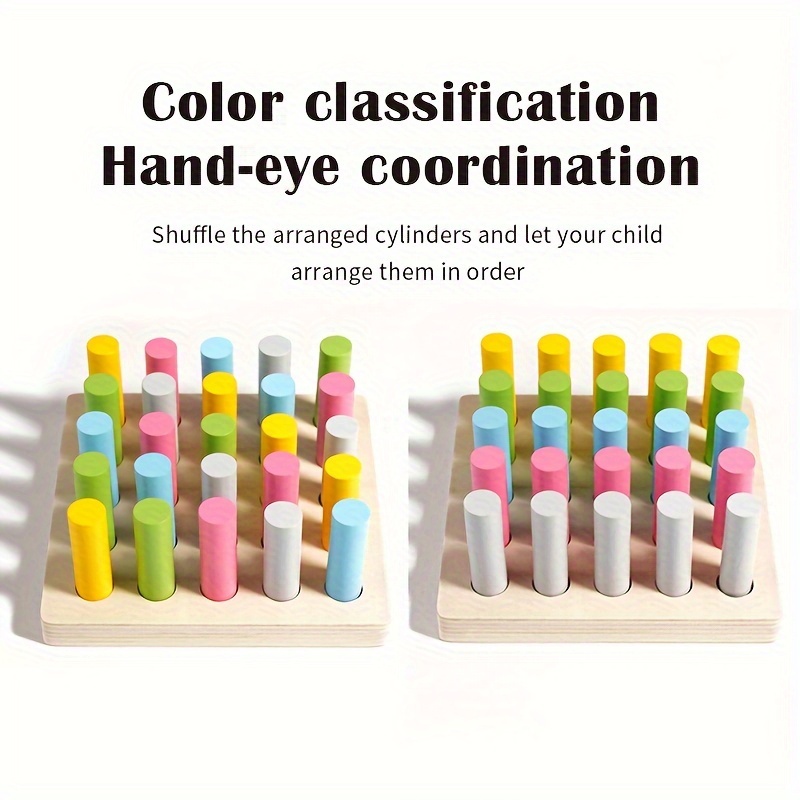 Colorful Wooden Cylinder Building Blocks - Sensory Training & Sorting Game, Ideal for Christmas, Birthday, Halloween, Thanksgiving, Easter Gifts - Image 2