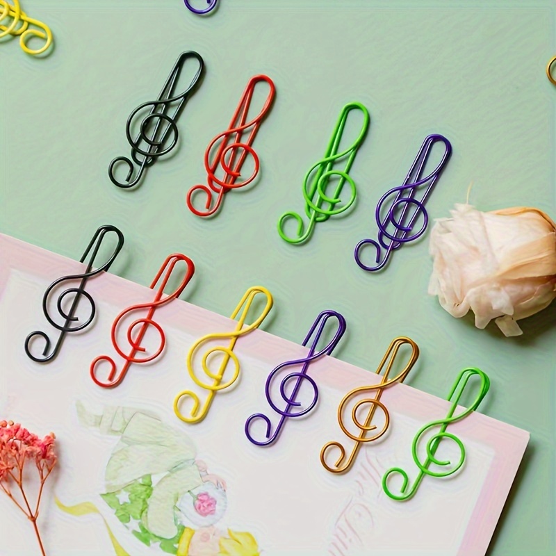 30pcs Colorful Musical Note Shaped Metal Paper Clip Bookmark Stationery School Office Supply