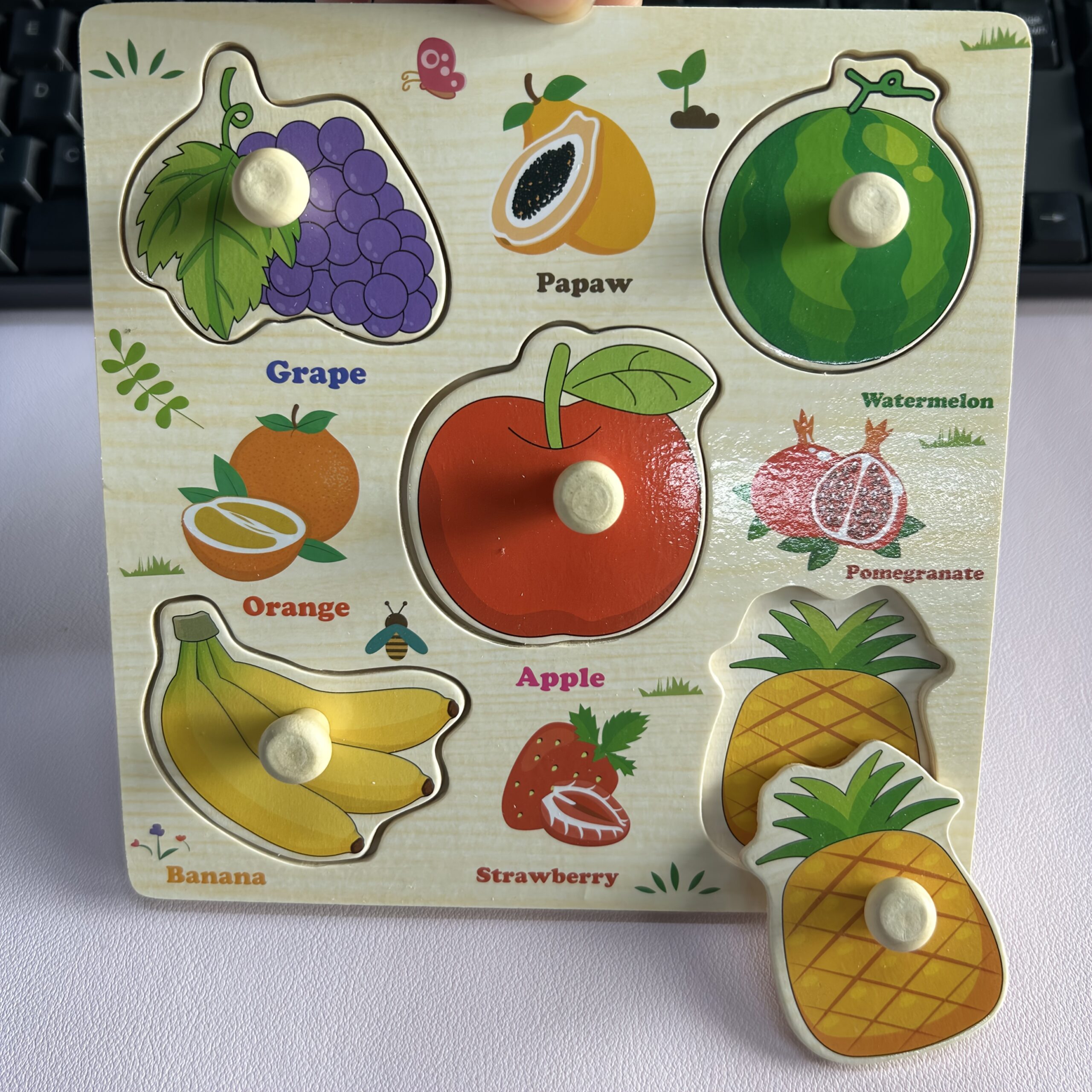 Colorful Wooden Fruit Recognition Puzzle - Children's Puzzle Toy for Halloween,Christmas Event & Party Supplies