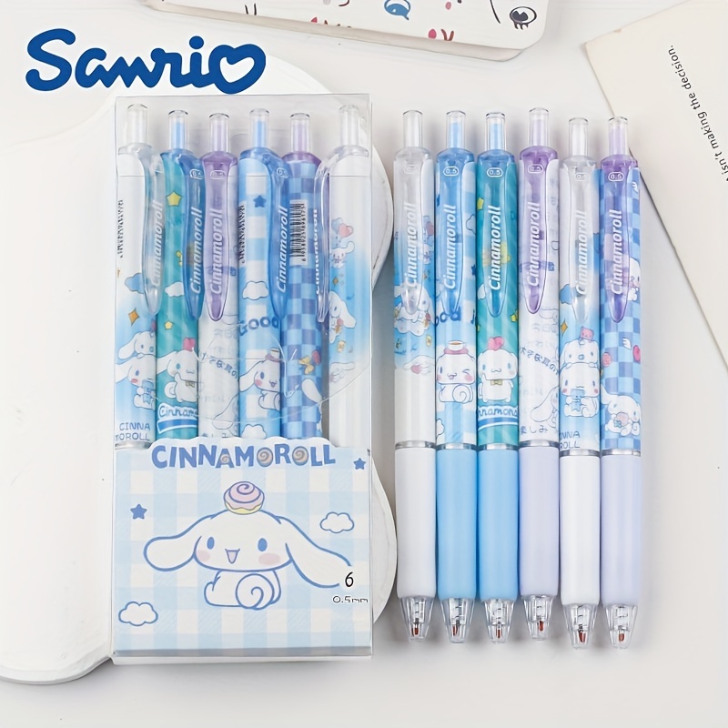 6pcs, 6pcs Cute Hello Kitty Sanrio Series Press Pen Student Fine Soft Grip Brush Question Pen Smooth Tip Gel Pen, SANRIO - Image 3