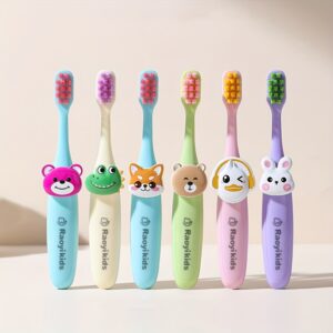 6-Pack & Toothbrushes for Ages 3-6 Years - Super Soft Microfiber Bristles for Sensitive Gums, Cute Animal Characters (Bear, Rabbit, Fox, Frog) with Colorful Handles, Gentle Daily Oral Care for s, Toothbrush, s Oral Hygiene, Playful s Design, Soft Bristle Toothbrush