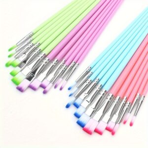 6pcs Watercolor Paint Brush Pen Set - Nylon Hair Plastic Handle for DIY Oil Acrylic Painting - Art Supplies for Christmas, Halloween, Thanksgiving - 4 Color Options