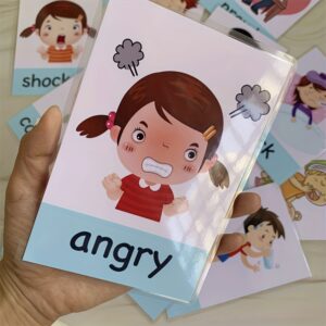 12pcs/Set Face Expression Flash Cards, Waterproof Emotion Management Learning Cards, Random Patterns for Youngsters' Cognitive Development, Educational Toys for Kids Gift