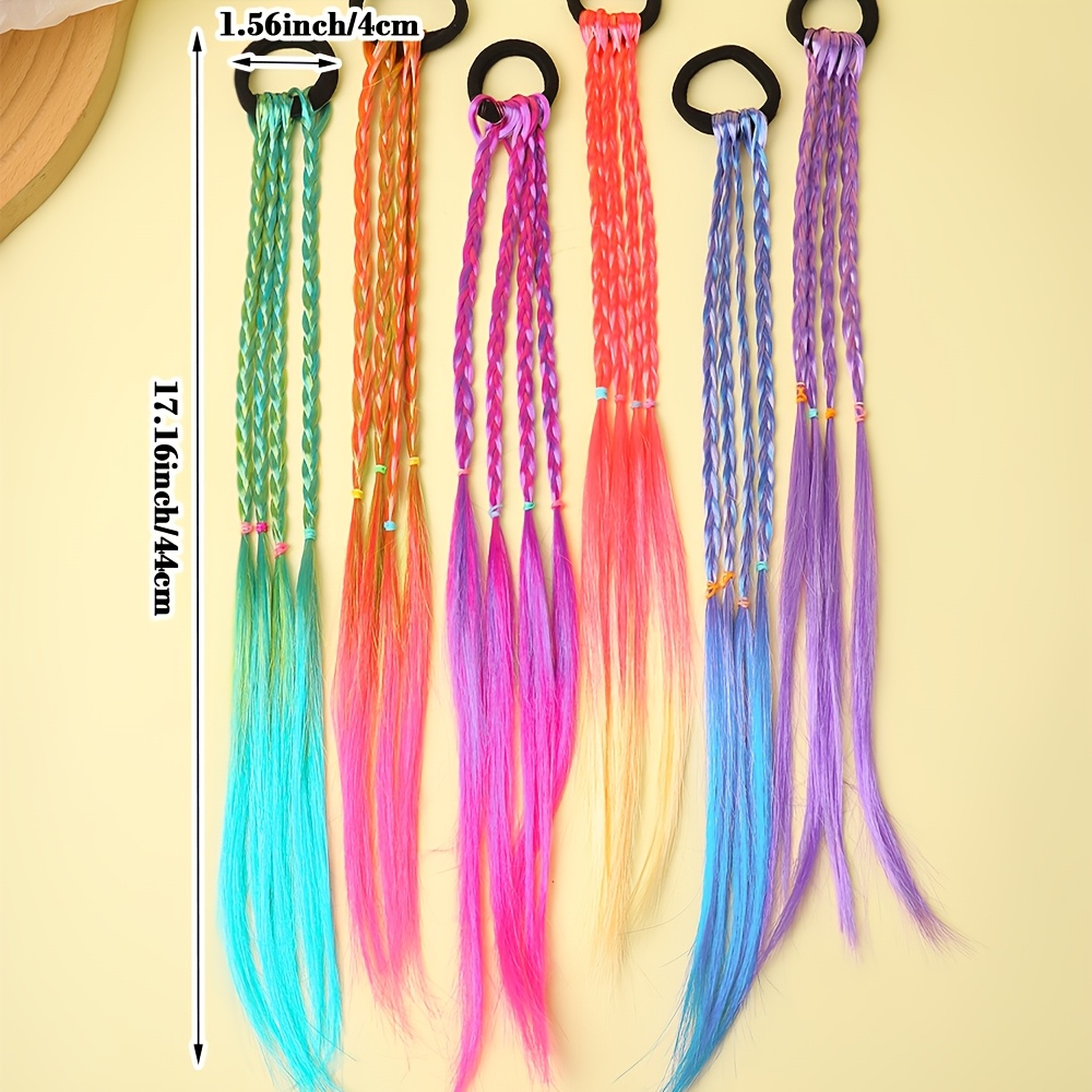 6pcs LEMON LOVE Bohemian Wig Braids – Vibrant Multicolor Hair Accessories for Women & Teens, Durable and Lightweight Fashion Hairpieces - Image 3