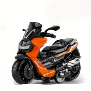 1pc Alloy Motor Scooter Toy, Wind-Up Simulation Motorcycle with Rear Seat, Movable Handlebar, Cool Scooter Model for Kids Collectible Display - Available in Blue, Green, Purple, Gray