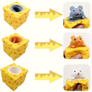 3pcs Random Squeeze Cheese Mouse Pinch Fun Relaxation Toy Funny Prank Cup, Squeeze Animal Party Birthday Gift
