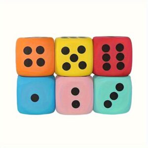 6pcs Random Color 3.8cm Large Soft Foam Dice Set - Perfect for Learning and Playing - Suitable for Party Games & Activities, Birthdays, Christmas, Halloween, etc