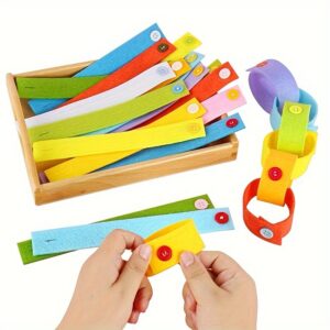 16-Piece Educational Button Lacing Toy Set - Fine Motor Skills Development for Kids Ages 3 to 6 - Buttoning Teaching Material for Early Learning and Preschool Craft Supplies