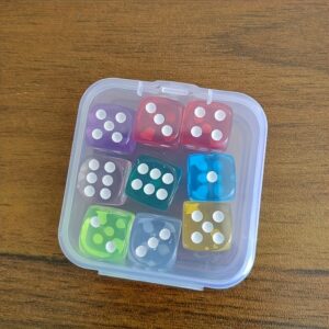 9pcs 14mm Dice Set with Clear Storage Box - Assorted Colors, Durable Acrylic, Ideal for Math Games & Gaming Enthusiasts