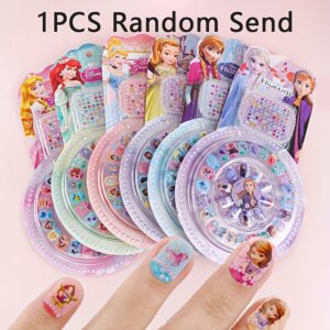 1 Box Disney Nail Stickers - Frozen Elsa Anna, Sofia, Snow White - Random Cartoon Designs, Valentine’s Gift, s Girls Nail Art Decals (New/Old Packaging)