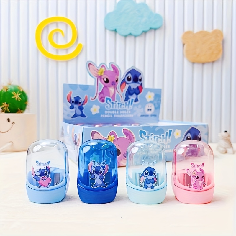 2-Pack Disney Stitch Pencil Sharpeners - Cute Character Design, Durable Plastic Manual Sharpeners for School, Office & Birthday Gifts (Pink & Blue), Sharpener Pencil, School Supplies, Playful Design, Compact Design, Student Essentials, Fun Accessories, Sturdy Construction, Gift Shoppers