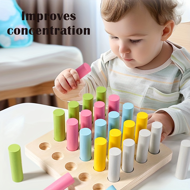 Colorful Wooden Cylinder Building Blocks - Sensory Training & Sorting Game, Ideal for Christmas, Birthday, Halloween, Thanksgiving, Easter Gifts - Image 7