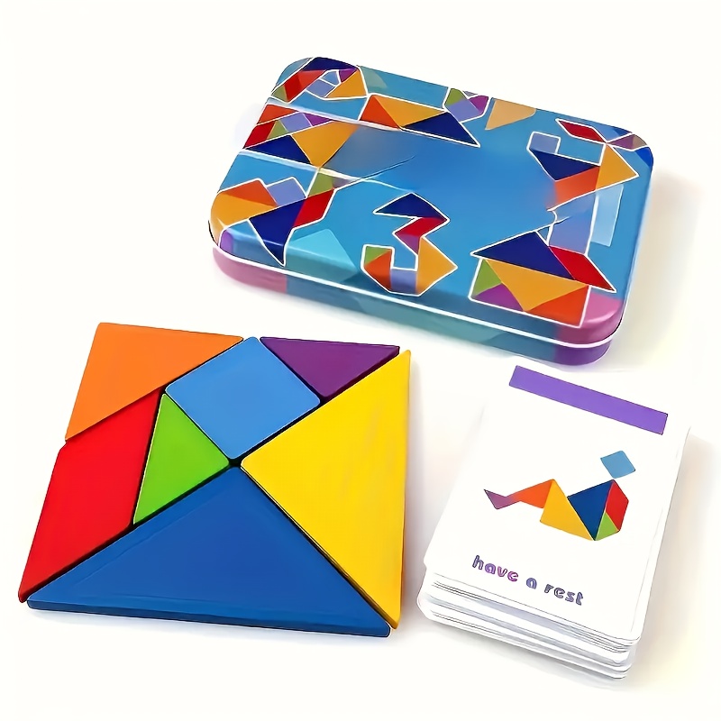 Traveling with a Seven-Piece Puzzle - a Block Book Road Trip Game Featuring Puzzle Shapes And Solutions for Both Kids And Adults - an IQ Educational Toy Gift That Challenges The Mind in 360 Modes. - Image 5