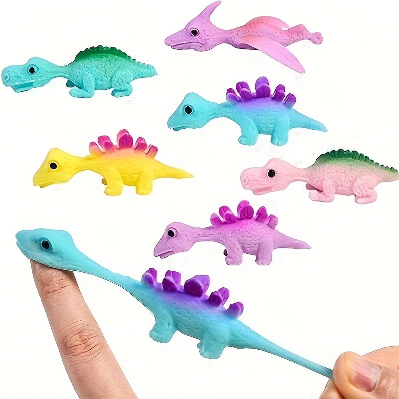 6/10/20pcs Slingshot Dinosaur Finger Toys, Mini Rubber Dinosaur Finger Slingshot Toys, Classroom Prizes, Flying Game Party Gifts, Fun Prank Gifts for Christmas, Halloween, Easter