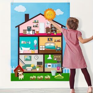 Essential for Early Childhood Education, This Felt Story Board of a Small House Is an Interactive DIY Toy for Simulating Scenes, Perfect for Parent-Child Play And Suitable for Ages 0 And Up