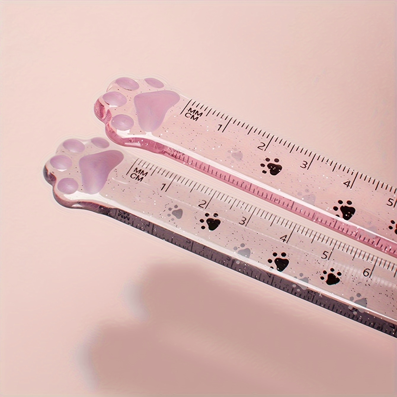 Cat Claw Cute Ruler Random One Animal Ruler, Cute Ruler, Kawaii Stationery, Novelty Straight Ruler, Measuring Tool, Stationery, Pink & Clear With Paw Pattern - Image 5