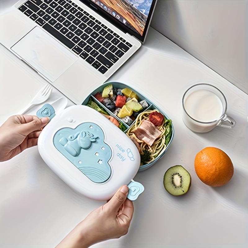 Divided Portable Lunch Box for Students & Office Workers, Microwave Safe & Reheatable, Cute Cartoon Design, Plastic Insulated Lunch Box, Square Shape, Manual Operation, No Power Needed,back to school - Image 13