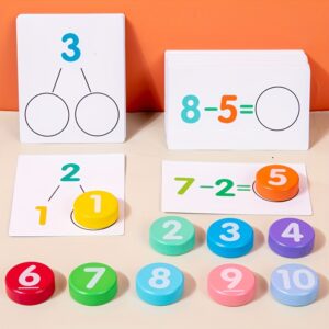 46-Card Set Early Learning Math Addition and Subtraction Flashcards for Toddlers, Educational Cognitive Building Blocks, Mixed Color, Durable Paper Material, Ideal for Preschoolers, Perfect for Halloween and Christmas Gifts