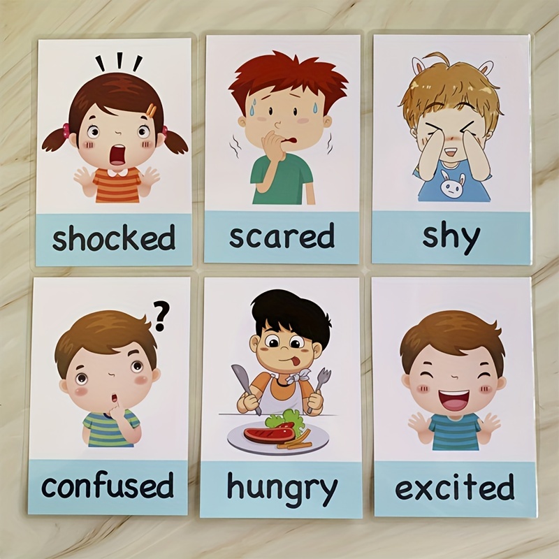 12pcs/Set Face Expression Flash Cards, Waterproof Emotion Management Learning Cards, Random Patterns for Youngsters' Cognitive Development, Educational Toys for Kids Gift - Image 4