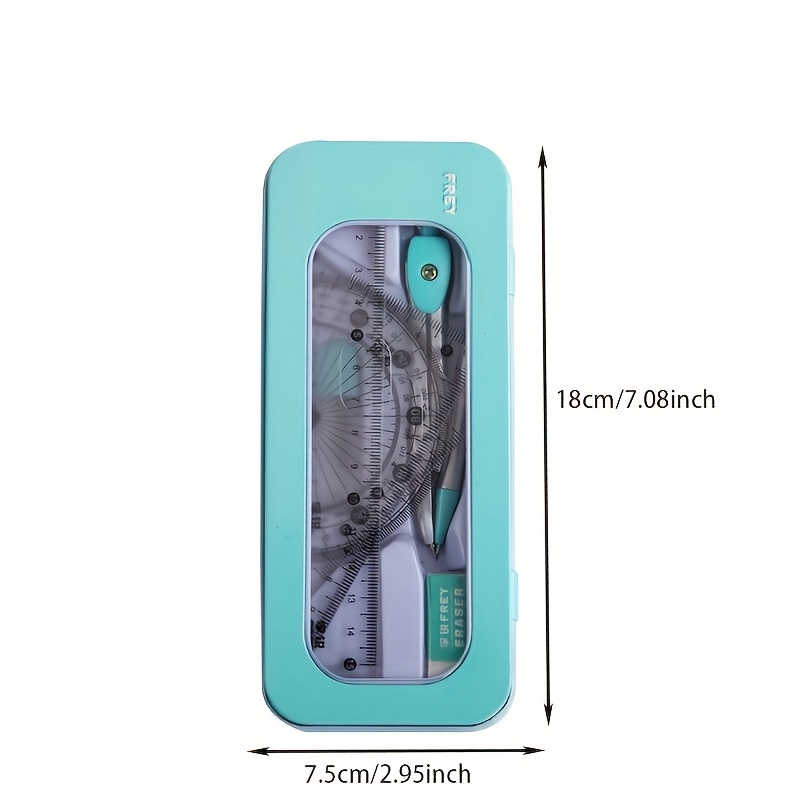 1Set Durable 7-In-1 Measurement And Drawing Tool Set - Very Suitable for Students And Professionals, Ensuring Precision And Portability, Including Compasses, Protractors, Rulers And Erasers - Image 8