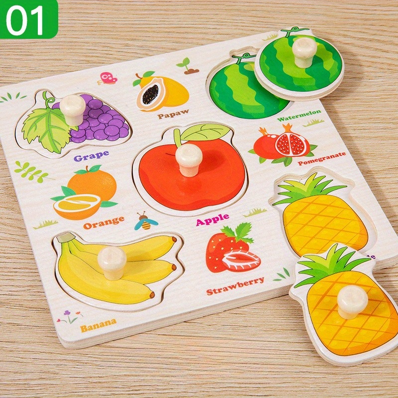 Colorful Wooden Fruit Recognition Puzzle - Children's Puzzle Toy for Halloween,Christmas Event & Party Supplies - Image 8