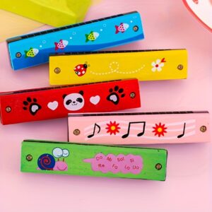 1pc of Wooden Painted Toy Musical Instrument, 16-Hole Harmonica, Toy Gift (Random Color) for Halloween And Christmas Gifts 755779944