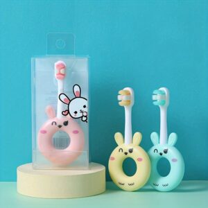 1pc Cute Cartoon Rabbit-Shaped Toothbrush for And, Suitable for Ages 0-3, Featuring Soft Bristles And Ultra-Soft Fibers, Designed for Gentle Dental Care, with a Manual Operation Mode And Plastic Material.